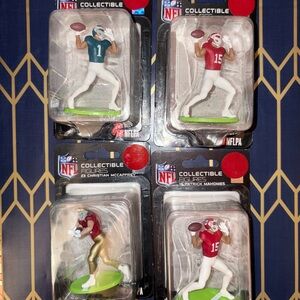 NFL Collectible Figures Set of 4: McCaffrey, Mahomes, Hurts, Jefferson- New